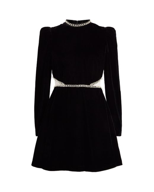 Sandro Black Velvet Embellished Mini Dress