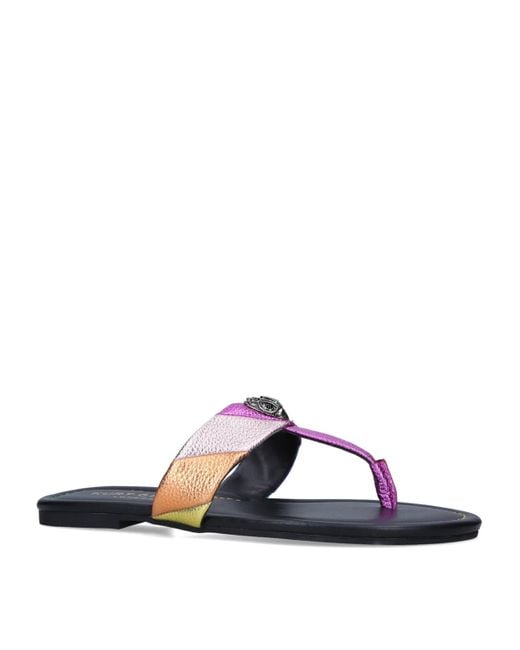 Kurt Geiger Blue Leather Kensington T-Bar Sandals