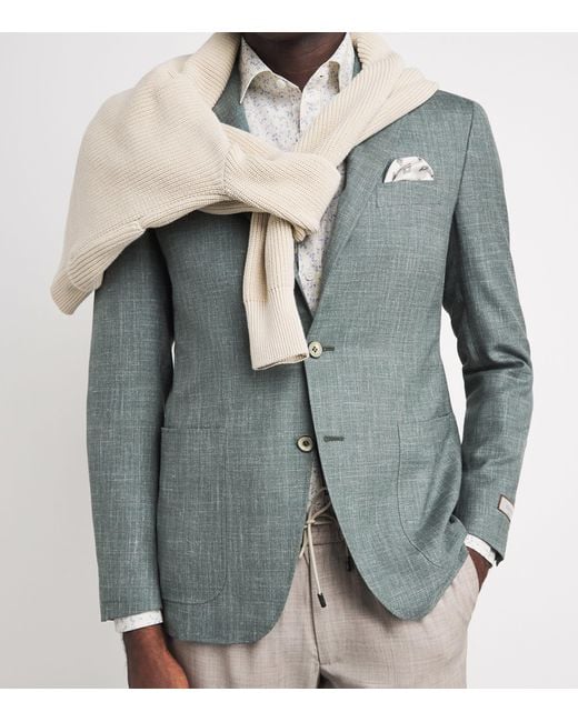 Canali Gray Wool-Silk-Linen Unlined Blazer for men