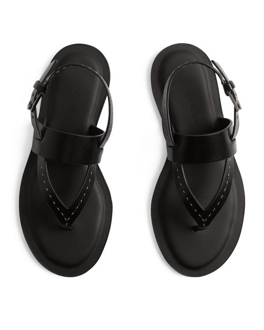 Max Mara Black Leather Thong Sandals