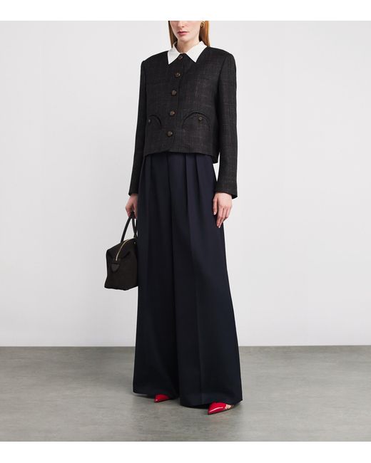 Blazé Milano Black Virgin Wool-Blend Cropped Jacket