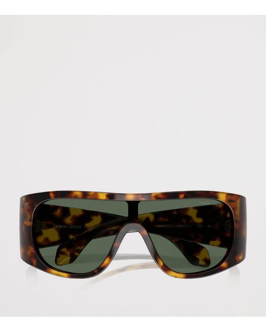Giorgio Armani Green Tortoiseshell Rectangle Sunglasses for men