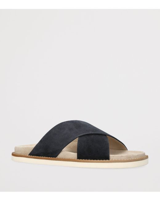 Brunello Cucinelli Blue Suede Crossover Sandals for men