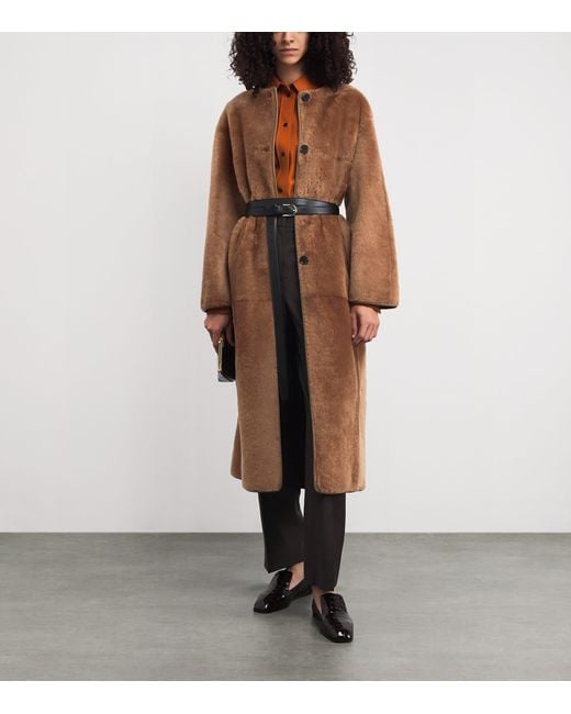 Arma Brown Shearling-Leather Reversible Rilana Coat