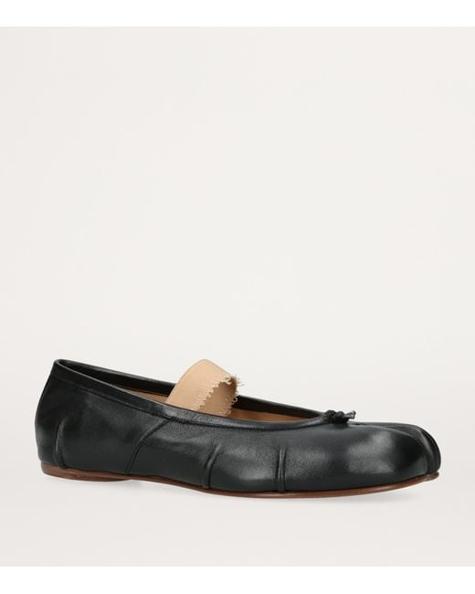 Maison Margiela Black Leather Tabi Ballet Flats