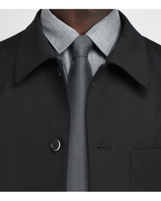 Canali White Silk-Wool Jacquard Tie for men