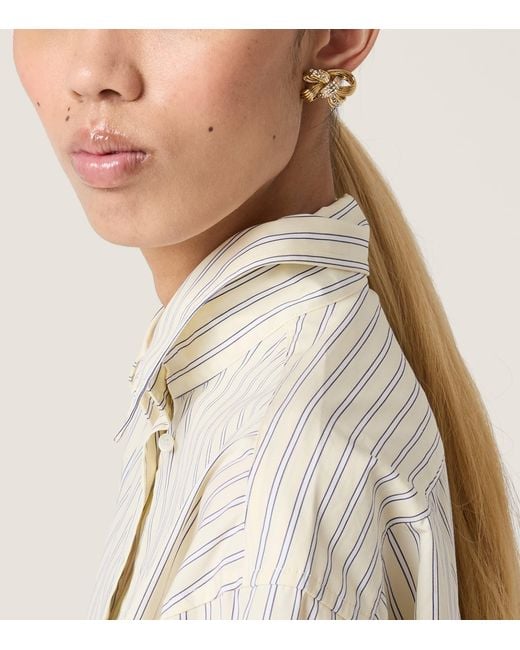 Miu Miu White Stripe Long-Sleeve Shirt