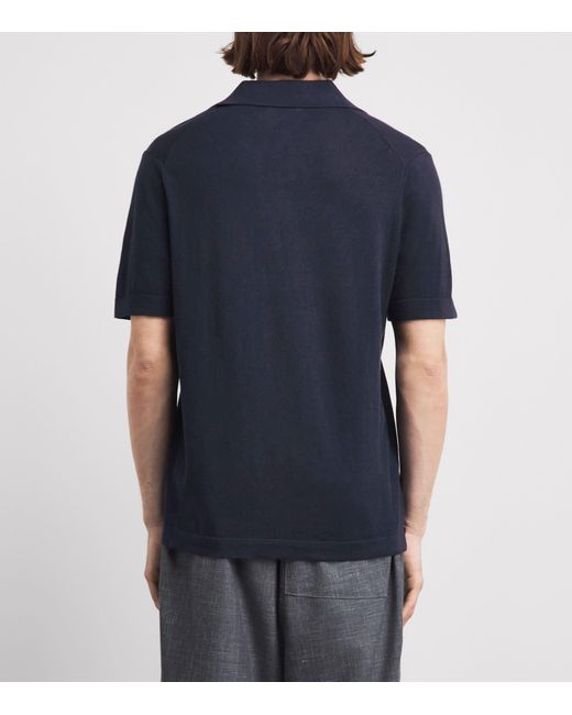 NN07 Blue Cotton-Linen Ryan Polo Shirt for men