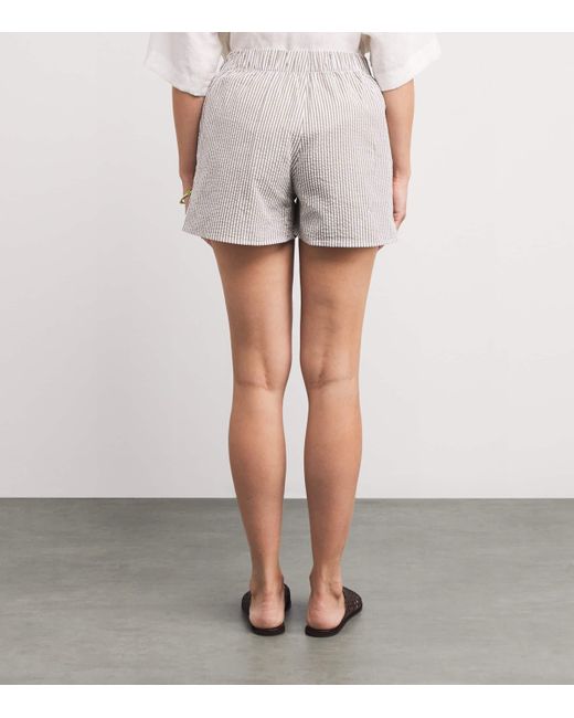 With Nothing Underneath Gray Cotton Striped Seersucker Boxer Shorts
