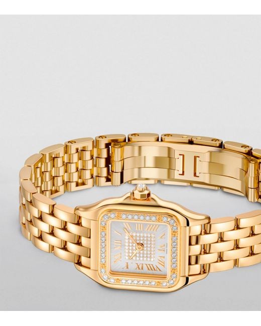 Cartier Metallic Small Rose Gold And Diamond Panthère De Watch 22mm