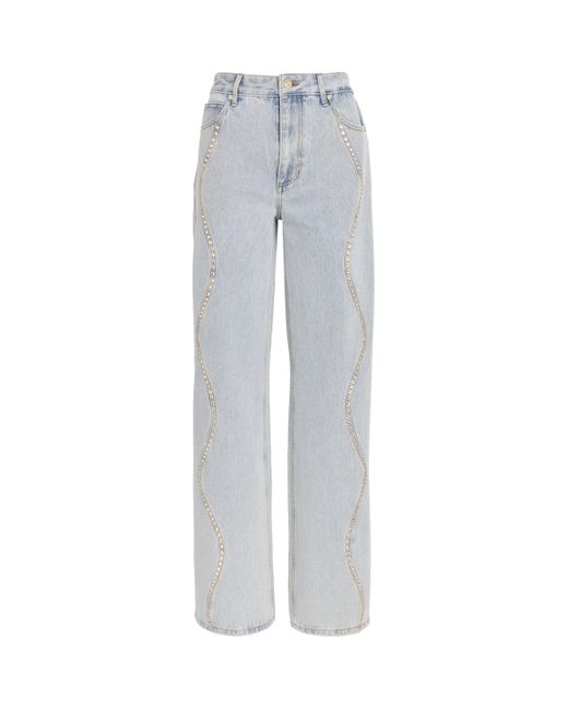 Sandro Gray Embellished Wide-Leg Jeans