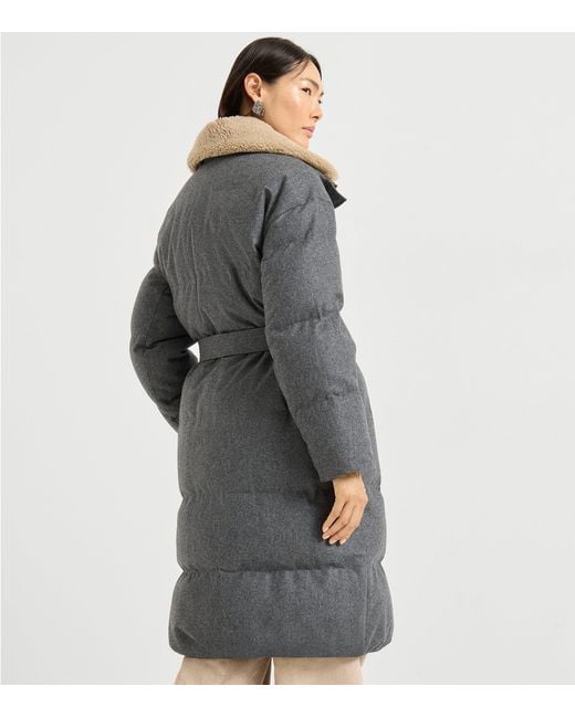Brunello Cucinelli Gray Virgin Wool Down Puffer Coat