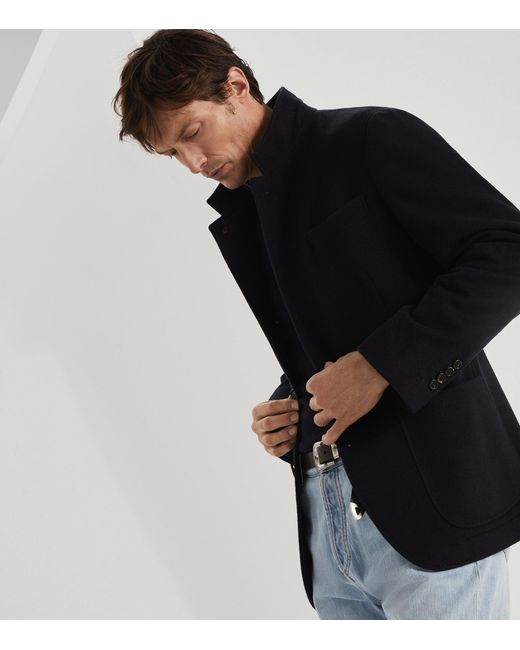 Brunello Cucinelli Black Cashmere Coat for men