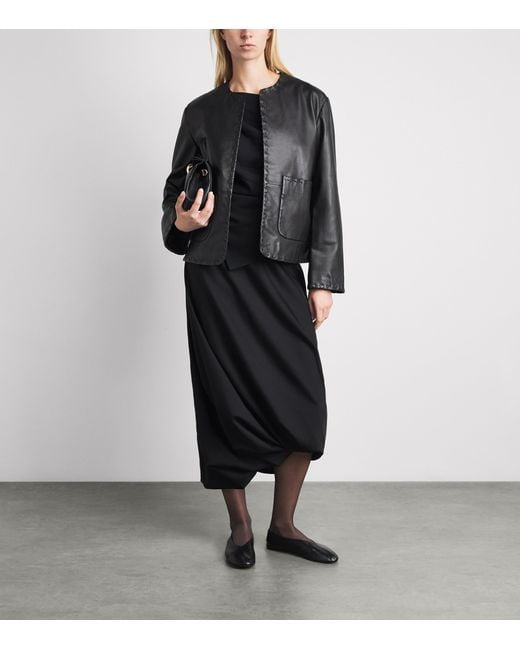 Rohe Black Cross-Stitch Leather Jacket