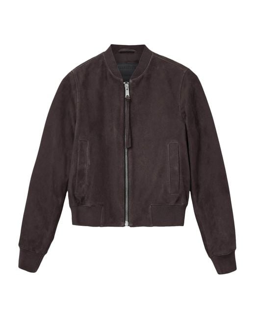 AllSaints Brown Suede Orten Bomber Jacket