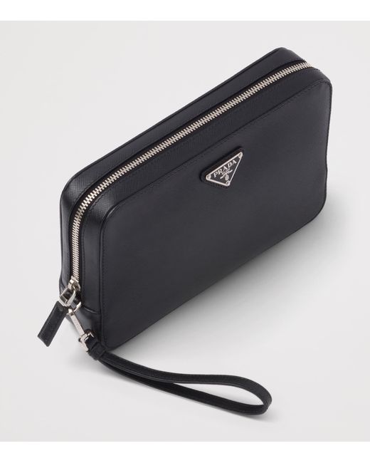 Prada Black Saffiano Leather Pouch for men
