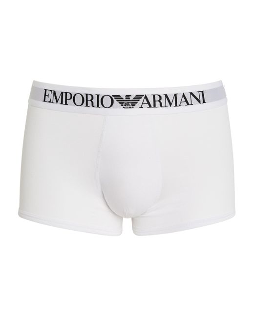 Emporio Armani White Logo Motif Trunks for men
