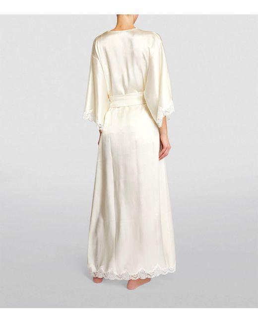 Carine Gilson White Silk Lace-detail Long Robe