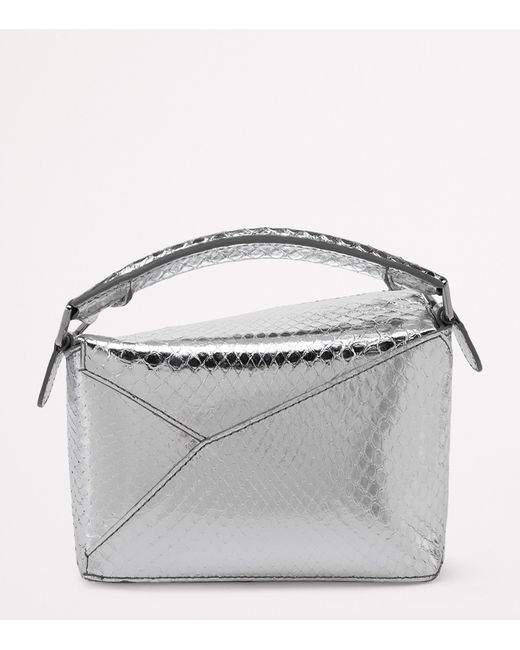 Loewe Metallic Exclusive Mini Python Skin Puzzle Edge Top-Handle Bag