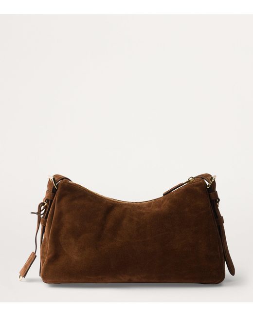 Prada Brown Medium Suede Aimée Shoulder Bag