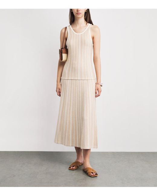 Soft Goat Natural Silk-Cashmere Textured Stripe Tank Top