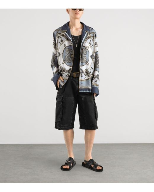 Dolce & Gabbana Gray Silk Cargo Print Shirt for men