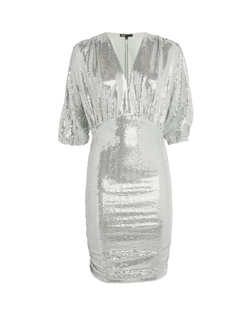 Maje Gray Sequin-Embellished Mini Dress