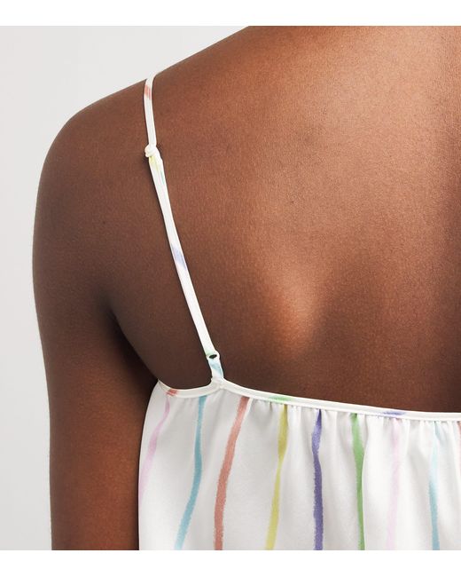 Manitu White Silk-Blend Ocean Stripe Tank And Shorts Pyjama Set