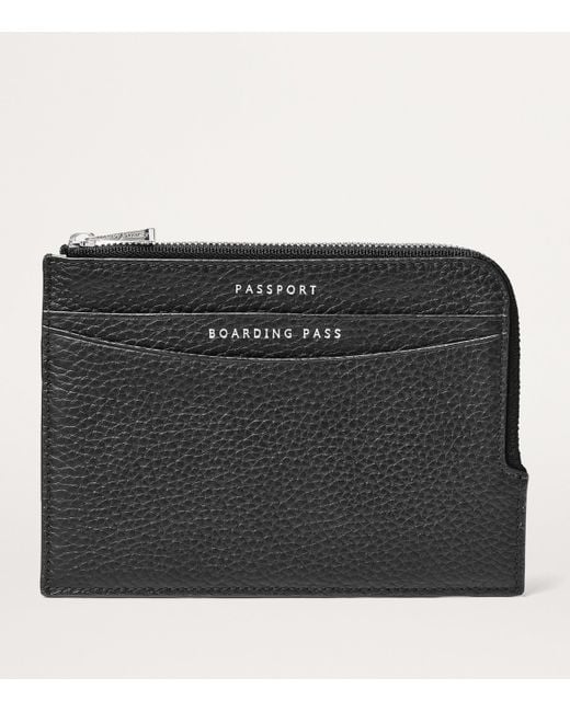 Aspinal Black Leather Zipped Travel Wallet for men