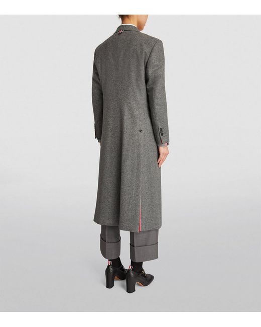 Thom Browne Gray Wide-Lapel Overcoat