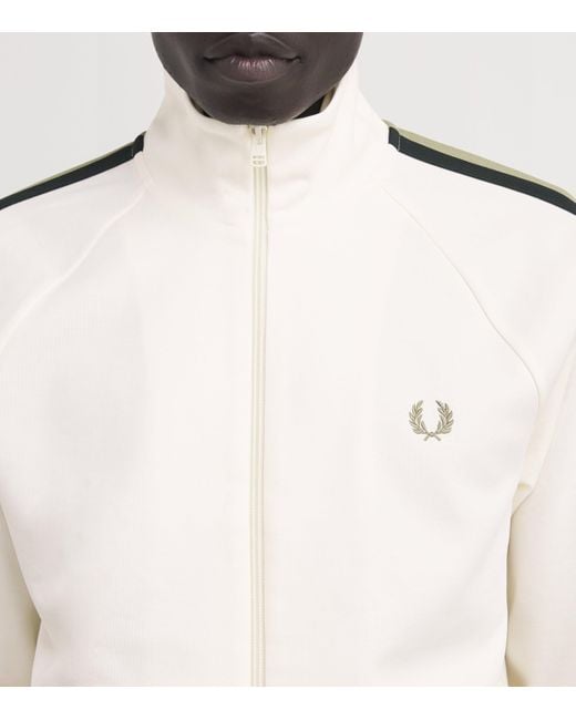 Fred Perry White Contrast-Tape Track Jacket for men