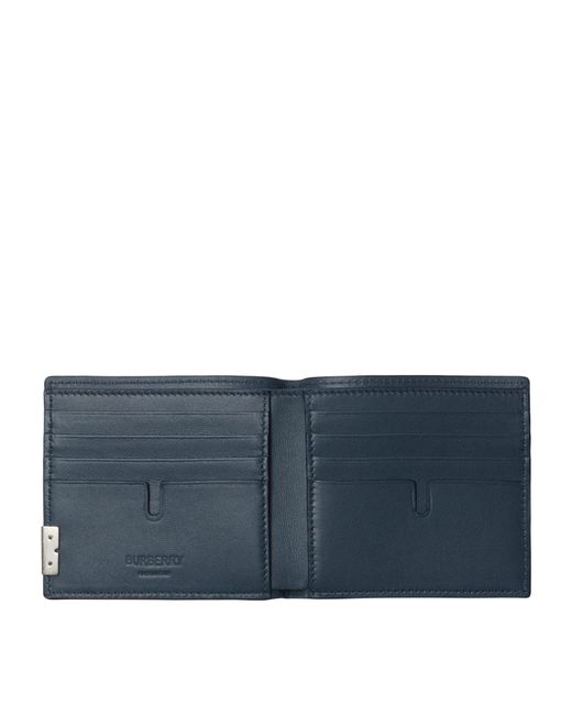 Burberry Blue Leather B Cut Bifold Wallet for men