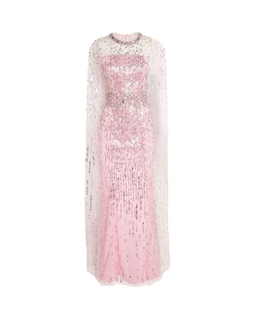 Jenny Packham Pink Sequin-Embellished Lux Gown