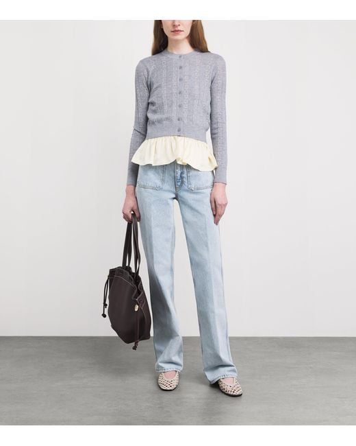 Sandro Blue Straight-Leg Patch Pocket Jeans