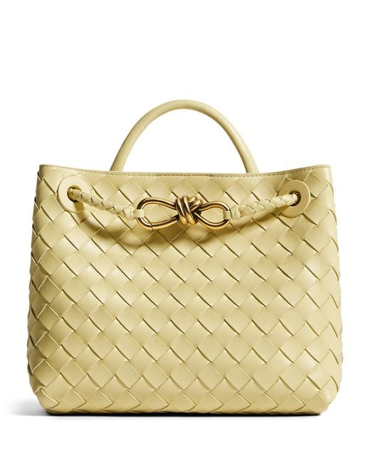 Bottega Veneta Metallic Small Leather Andiamo Top-Handle Bag
