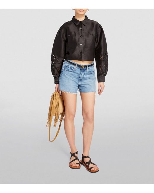 Maje Black Leather Logo Thin Belt