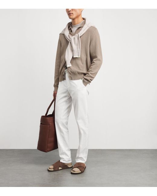 Eleventy Brown Cotton-Silk Cardigan for men