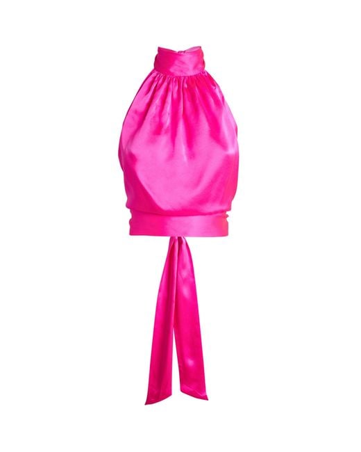 HARMUR Pink Silk Halterneck Classic Top