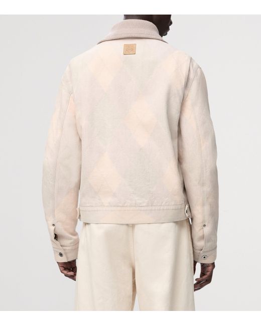 Loewe Natural Argyle-Print Denim Jacket for men