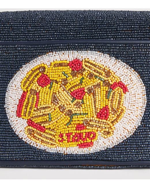 Staud Blue Beaded Tommy Shoulder Bag