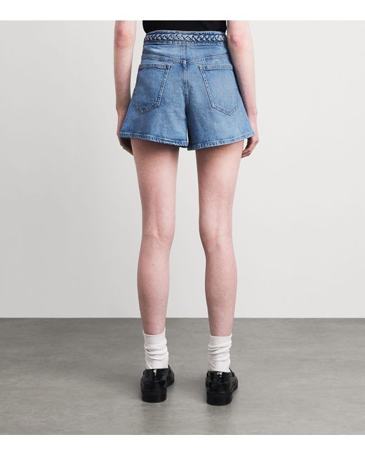Maje Blue Braided Flared Denim Shorts