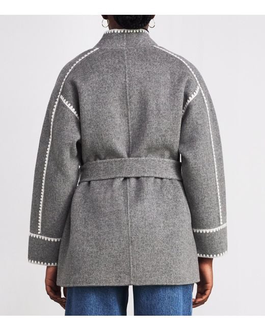 Maje Gray Wool-Blend Wrap Coat