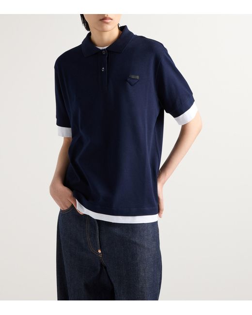 Prada Blue Cotton Piqué Polo Shirt