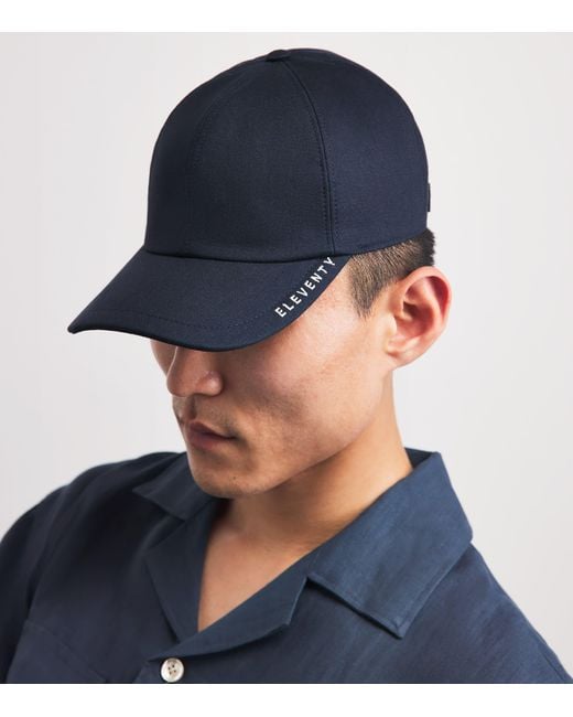 Eleventy Blue Embroidered Logo Baseball Cap for men