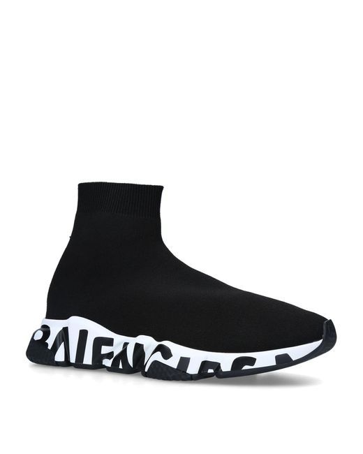 Balenciaga Synthetic Graffiti-sole Speed Sneakers in Black White (Black)  for Men - Save 10% - Lyst