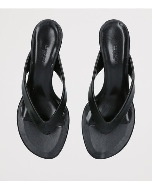 Le Monde Beryl Black Leather Micro Wedge Sandals 40