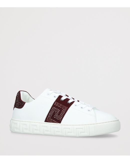 Versace White Embellished Greca Sneakers