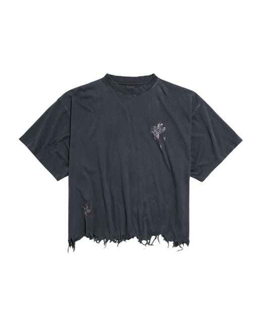 Balenciaga Blue Distressed Oversized T-Shirt