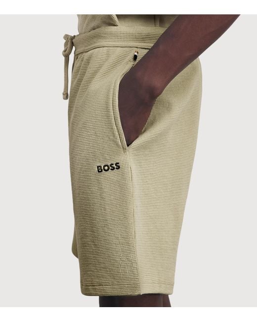 Boss Natural Waffle-Knit Logo Shorts for men