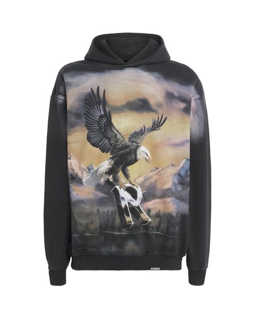 Represent Gray Cotton Eagle Hoodie for men